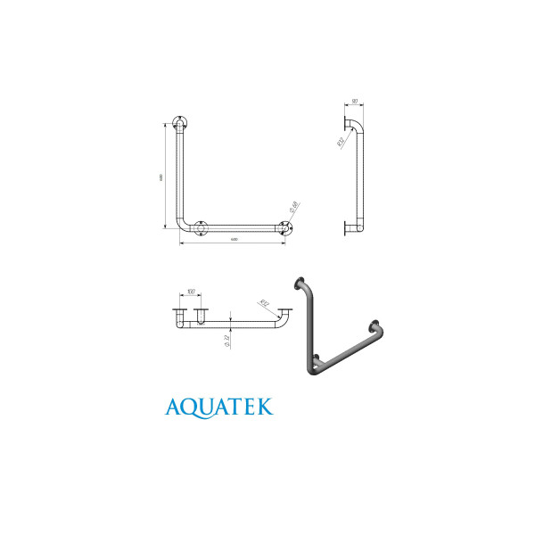 Поручень настенный Aquatek 60x60 R хром (POR-0000007)