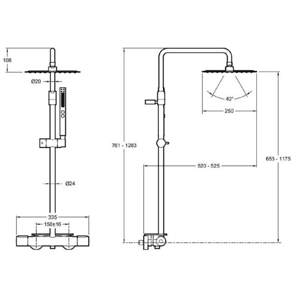 Душевая система Jacob Delafon Metro черная (E26596-BL)