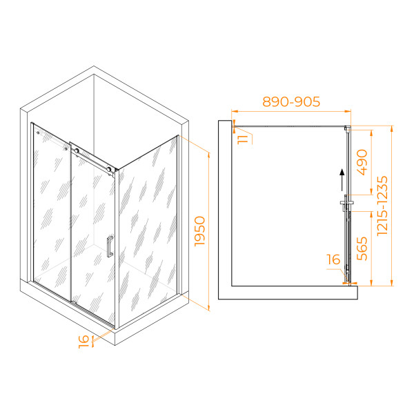 Душевой уголок RGW TO-44 (TO-14 + Z-050-2) 1200x900 стекло прозрачное, профиль хром (02074429-11)