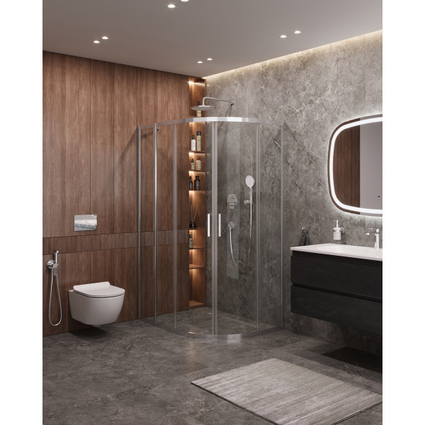 Душевой уголок Cezares Molveno 100x80x195 стекло прозрачное, профиль хром (MOLVENO-RH-2-100/80-C-Cr-IV)