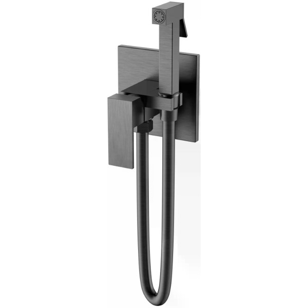 Смеситель с гигиеническим душем Boheme Qubic GM (графит) (477-GM) Смеситель с гигиеническим душем Boheme Qubic GM (графит) (477-GM)