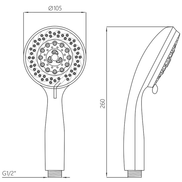 Лейка душевая Melodia 5 функций d105 хром/серый (MKP20409) Лейка душевая Melodia 5 функций d105 хром/серый (MKP20409)