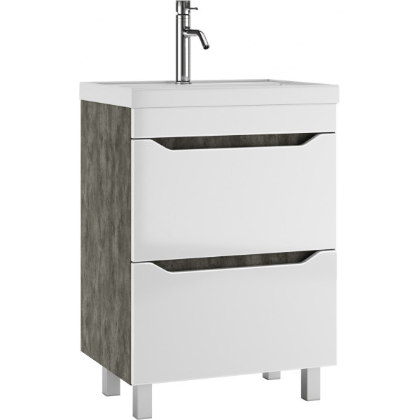 Тумба напольная Bazis 60 Ева с двумя ящиками В2 Бетон Айсберг Домино (DA5915T)