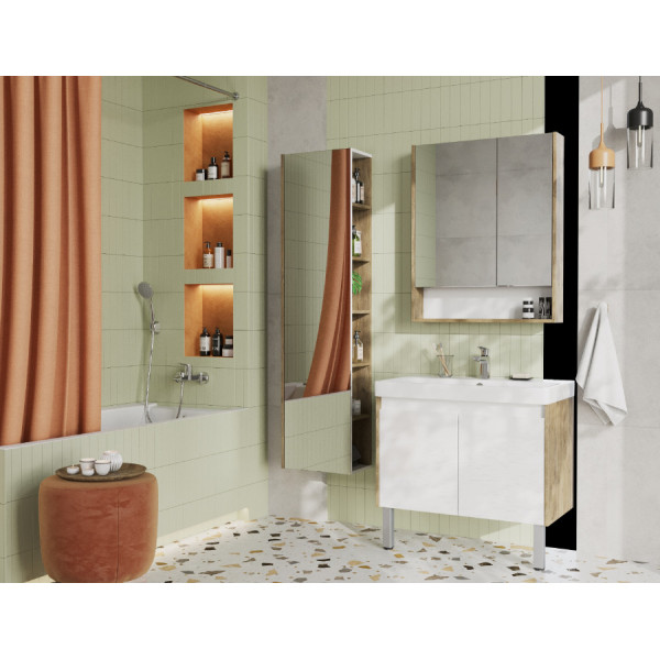 Тумба подвесная Aquaton Сканди 768x427x591 белый, дуб рустикальный (1.A282.9.01S.DZ9.0)