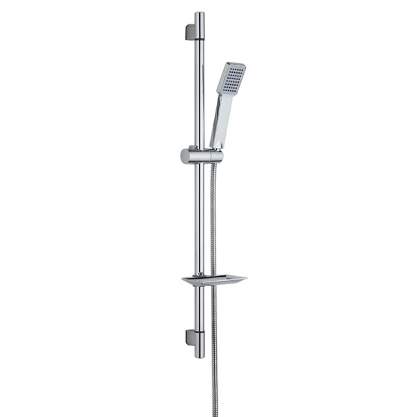 Душевой гарнитур Melodia LUXE Square стойка, ручной душ, мыльница, хром (MSC00103C)