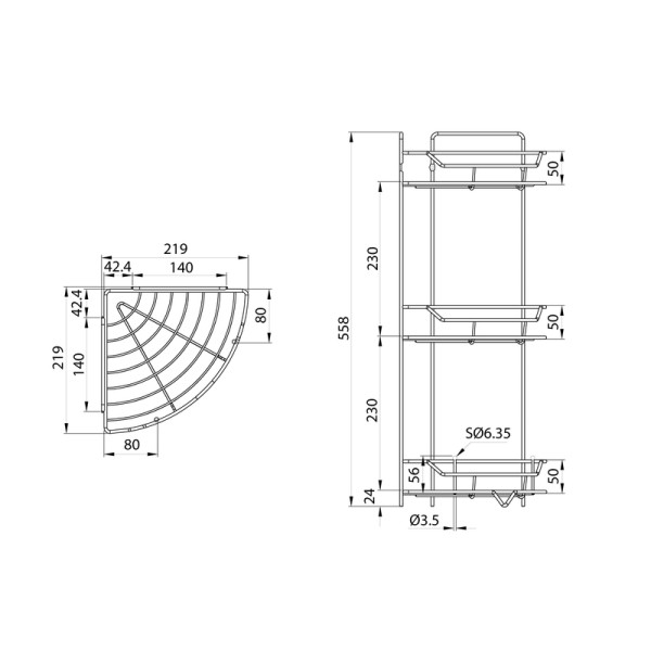 Полка для ванной комнаты Milardo Grid 25,5x25,5x55,8 хром (GRICC3CM44)