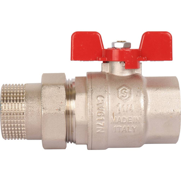 Кран 1 1/4" шаровый со сгоном Stout ГОСТ (красная бабочка, полнопроходной, EPDM) SVB-1007-200032 Кран 1 1/4" шаровый со сгоном Stout ГОСТ (красная бабочка, полнопроходной, EPDM) SVB-1007-200032