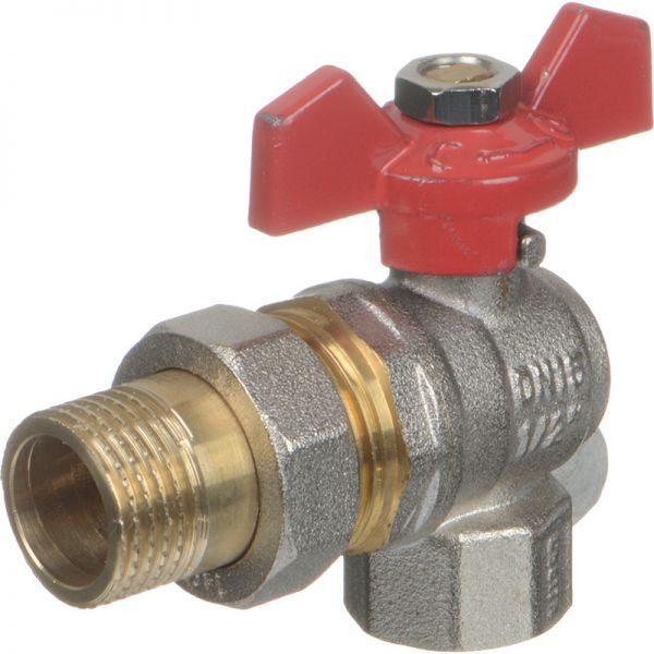 Кран угловой 1/2" шаровый со сгоном TeRma RED (красная бабочка) (31053)