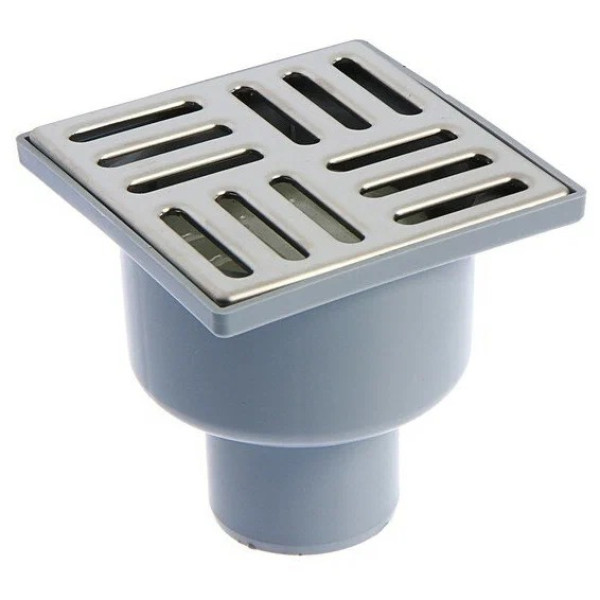 Трап вертикальный 50 мм. (100*100) АНИ нерегулируемый, с комбинированным затвором (решетка нерж.ст.) АНИ пласт (TQ5202)