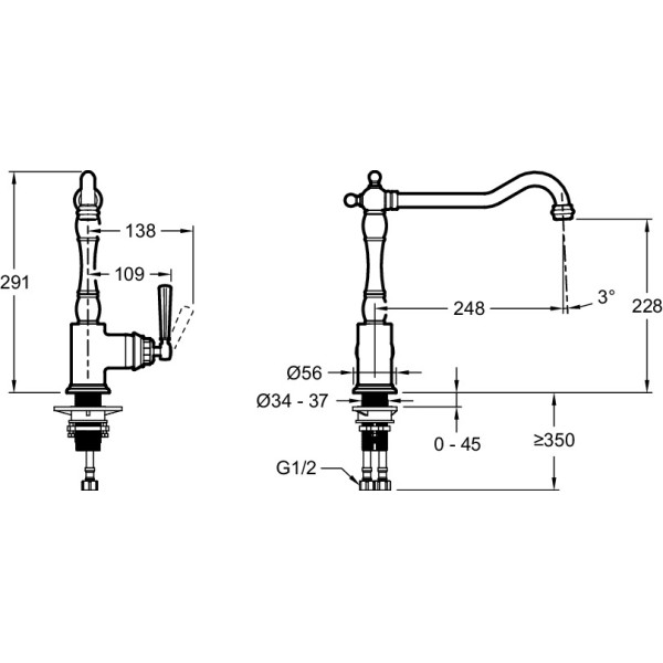 Смеситель для кухни Jacob Delafon Cleo Хром (E24317-VS) Смеситель для кухни Jacob Delafon Cleo Хром (E24317-VS)
