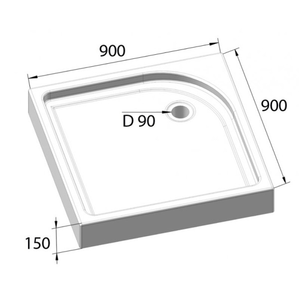 Душевой поддон BelBagno Tray 90х90х15 (TRAY-BB-A-90-15-W)