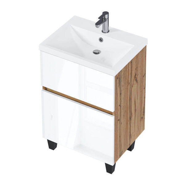 Тумба подвесная 1Marka Aris 690x440x870 дуб вотан/белый глянец (Ц0000035782)