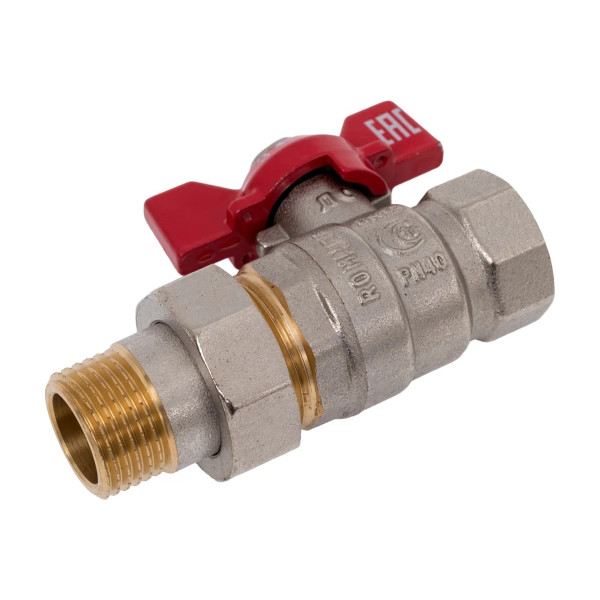 Кран 1/2" шаровый со сгоном Rommer (ГОСТ, красная бабочка) RBV-0005-2510215 Кран 1/2" шаровый со сгоном Rommer (ГОСТ, красная бабочка) RBV-0005-2510215