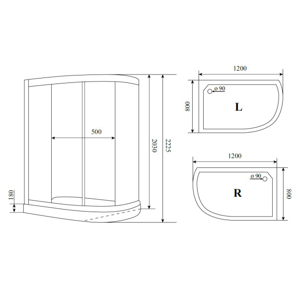 Душевая кабина Timo Ilma 902 L 120x80x223 стекло прозрачное, профиль хром (ILMA-902 L)