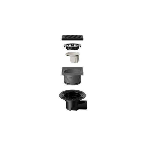Трап регулируемый Fachmann T 615.0 PNsP 241x241 горизонтальный выпуск DN 110 с корзинкой и незамерзающим гидрозатвором, без прижимного фланца, решетка Трап регулируемый Fachmann T 615.0 PNsP 241x241 горизонтальный выпуск DN 110 с корзинкой и незамерзающим гидрозатвором, без прижимного фланца, решетка