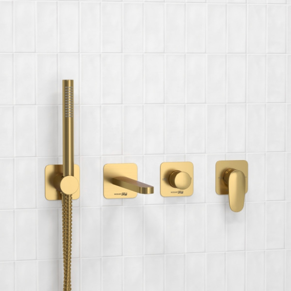 Смеситель для ванны и душа встраиваемый для ванны с лейкой и изливом WasserKRAFT матовое золото (A3651.282.284.285.194.286) Смеситель для ванны и душа встраиваемый для ванны с лейкой и изливом WasserKRAFT матовое золото (A3651.282.284.285.194.286)