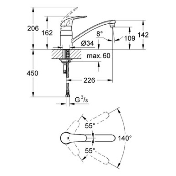 Смеситель для кухни Grohe Euroeco (32750000)