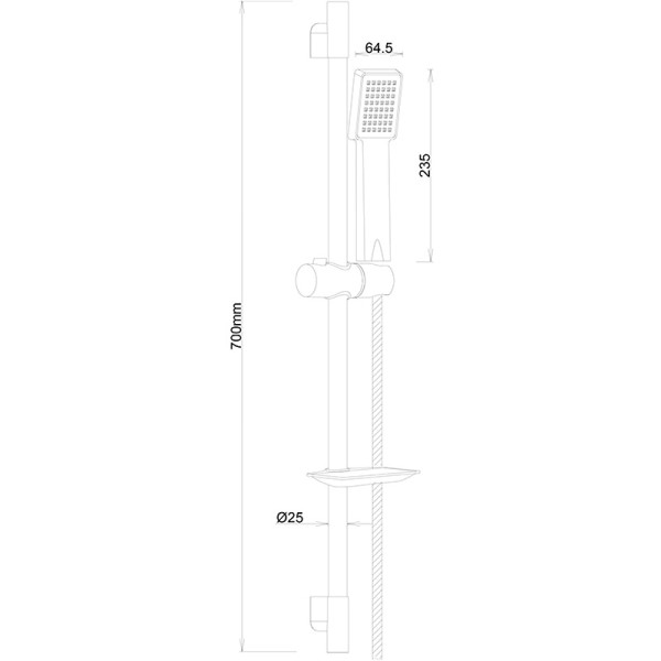 Душевой гарнитур Melodia LUXE Square стойка, ручной душ, мыльница, хром (MSC00103C)