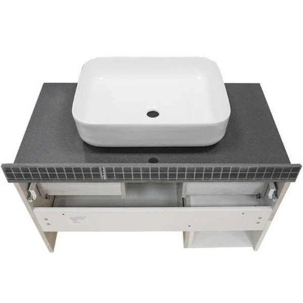 Тумба подвесная с раковиной Comforty Прага 900x520x630 дуб белый/графит (00-00014424)