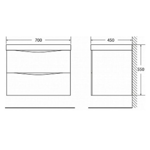 Тумба подвесная BelBagno Marino 70 Nero Lucido (MARINO-700-2C-SO-NL-P)