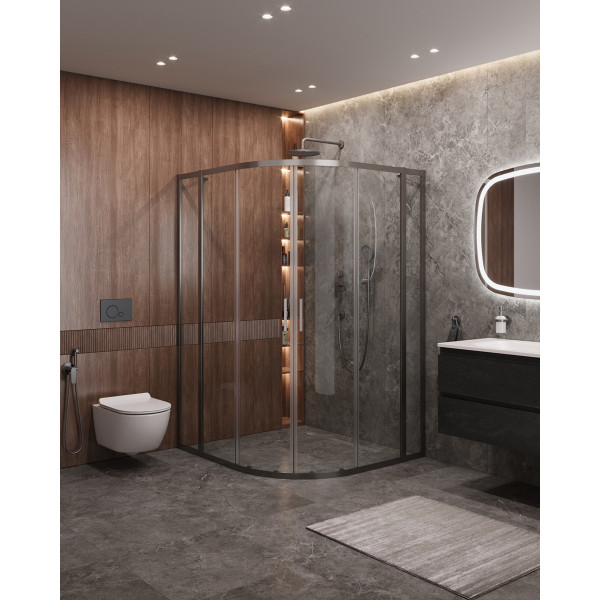 Душевой уголок Cezares Molveno 120x110x195 стекло прозрачное, профиль оружейная сталь (MOLVENO-RH-22-120/110-C-GM-IV)