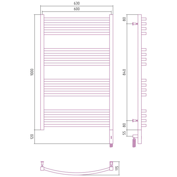 Полотенцесушитель электрический Сунержа Аркус 3.0 1000х600 МЭМ правый, хром (00-5705-1060)