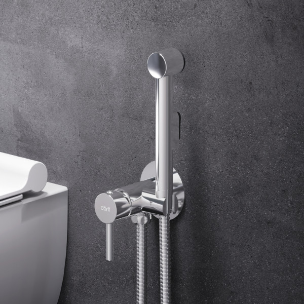 Смеситель с гигиеническим душем Dorff Logic с душевым набором хром, серый (D3075000)