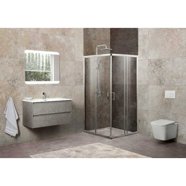 Душевой уголок Belbagno Unique 90x90x190 стекло матовое, профиль хром (UNIQUE-A-2-75/90-P-Cr)