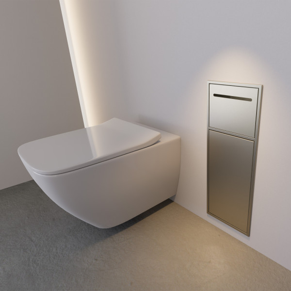 Ниша настенная скрытая Abber Nischen 23x13x60 с корзиной и бумагодержателем, сталь брашированная (AN3008BST)