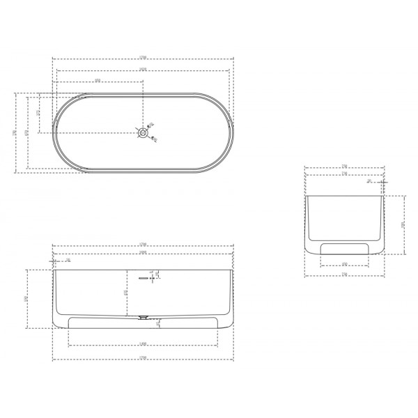 Ванна из искусственного камня Abber Stein 170x75 белая матовая (AS9607)