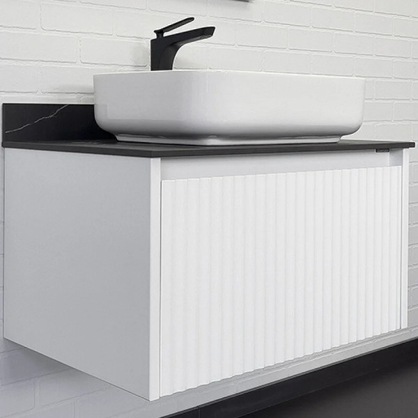 Тумба подвесная Comforty Марсель 750x500x530 белый матовый/калакатта Блэк (00-00013395)