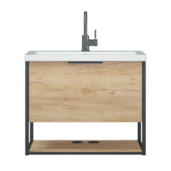 Тумба подвесная Melodia Лофт 70 (Como 70/Фостер 70) 1 ящик дуб крафт зол./черный (MFR80108OK)