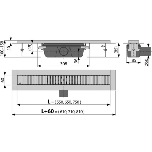 Лоток душевой AlcaPlast с перфорированной решеткой LINE Alcadrain (APZ1SMART-LINE-750) Лоток душевой AlcaPlast с перфорированной решеткой LINE Alcadrain (APZ1SMART-LINE-750)
