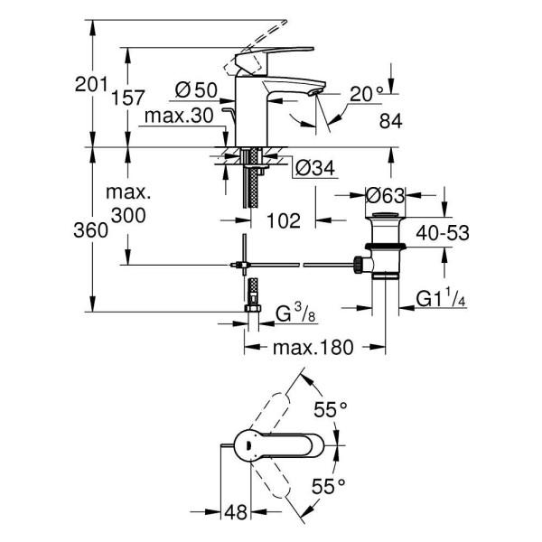 Смеситель для раковины Grohe Eurostyle Cosmopolitan (3355220E)