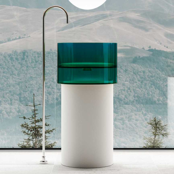 Раковина напольная Abber Kristall белая/бирюзовая (AT2701White-Aquamarin-H) Раковина напольная Abber Kristall белая/бирюзовая (AT2701White-Aquamarin-H)