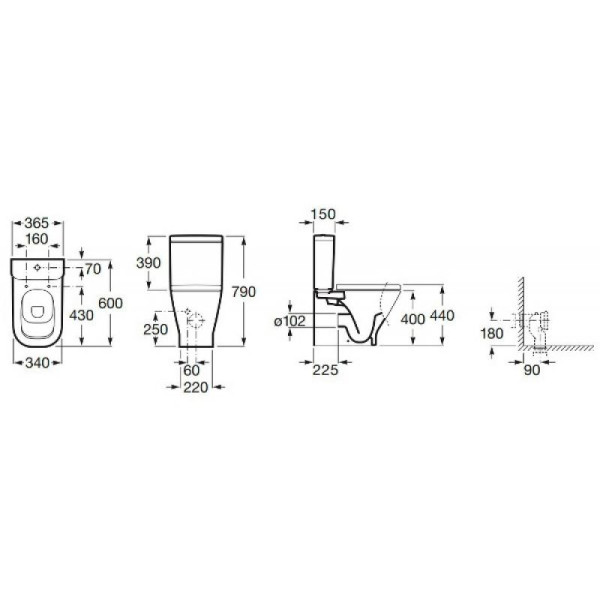 Унитаз напольный Roca Gap Clean Rim 600х365х790 vario выпуск (34273700H) Унитаз напольный Roca Gap Clean Rim 600х365х790 vario выпуск (34273700H)