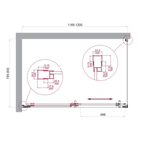 Душевой уголок BelBagno Luce 120x80x195 стекло прозрачное, профиль хром (LUCE-AH-1-120/80-C-Cr)