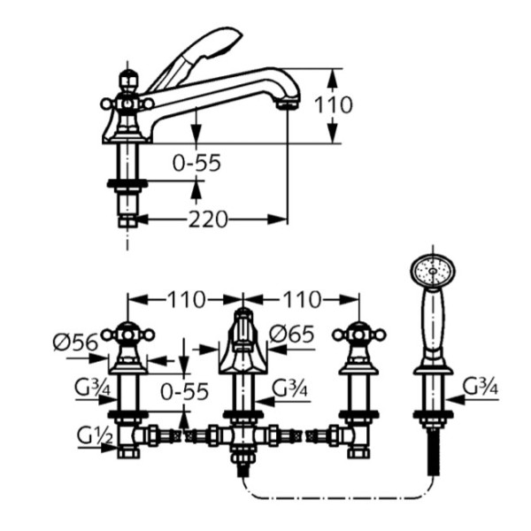 Смеситель для ванны и душа Kludi 1926 с душевым гарнитуром (515254520) Смеситель для ванны и душа Kludi 1926 с душевым гарнитуром (515254520)