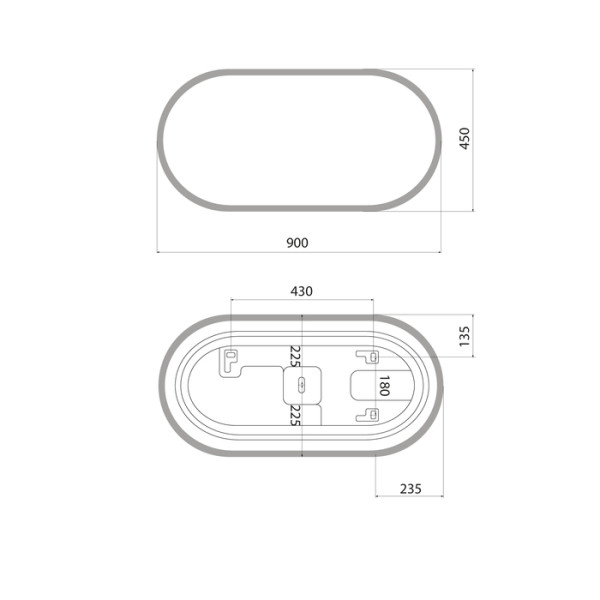Зеркало с подсветкой 3 в 1 два навеса 90/45 см Uniq Iddis (UNI9045i98)