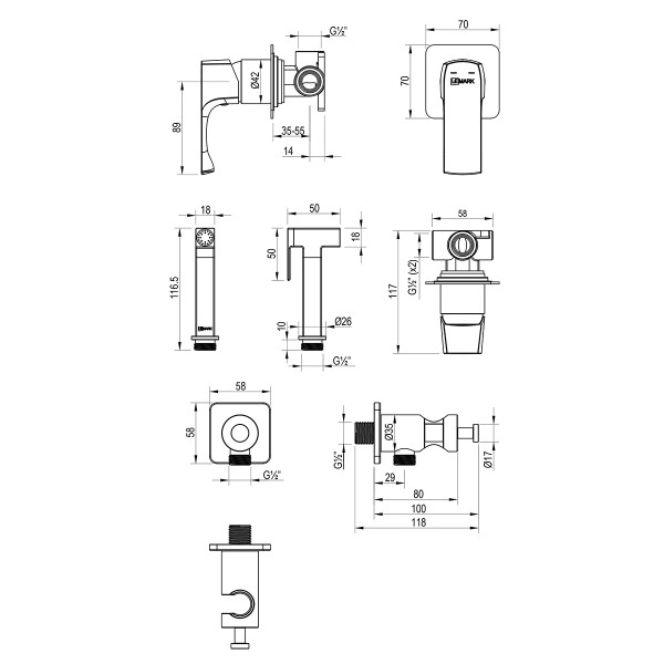 Смеситель с гигиеническим душем Lemark Ursus встраиваемый золото светлое (LM7219BG) Смеситель с гигиеническим душем Lemark Ursus встраиваемый золото светлое (LM7219BG)