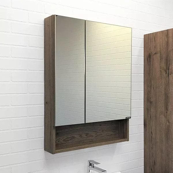 Шкаф зеркальный Comforty Никосия 600x135x800 дуб темный (00-00008850)