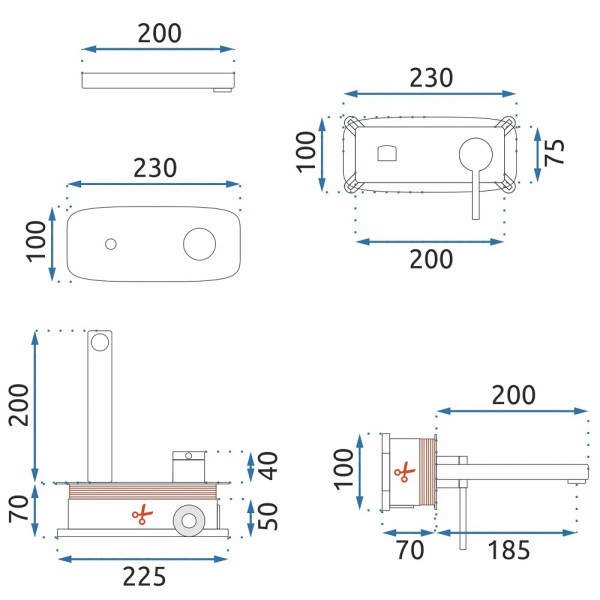 Смеситель для раковины скрытого монтажа REA Oval chrom + box (REA-B5124)