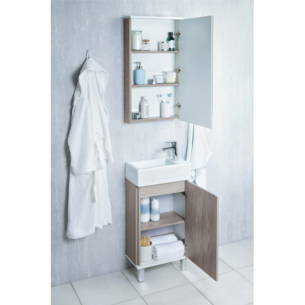 Шкаф зеркальный Aquaton Эмма Белый/Дуб Навара (1A221802EAD80)