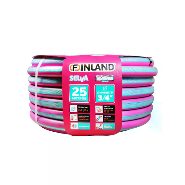 Шланг поливочный Finland Selva 3/4" (19 мм), 25 м, ТЭП, 3-слойный, фуксия (2448) Шланг поливочный Finland Selva 3/4" (19 мм), 25 м, ТЭП, 3-слойный, фуксия (2448)
