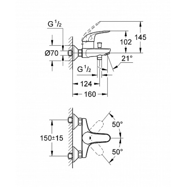 Смеситель для ванны и душа Grohe Euroeco (32743000)