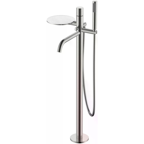 Смеситель напольный Boheme Stick никель с душевым комплектом (129-NB)