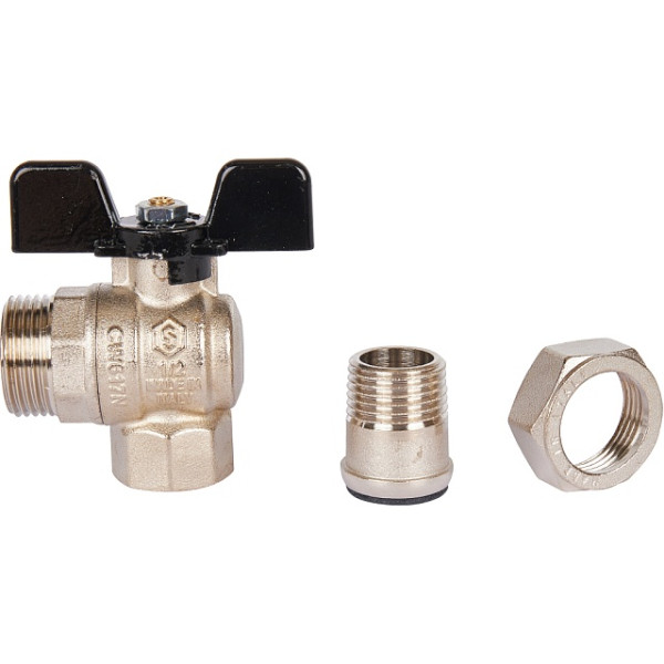 Кран угловой 3/4" шаровый со сгоном Stout (черная бабочка, полнопроходной) (SVB-0008-000020)