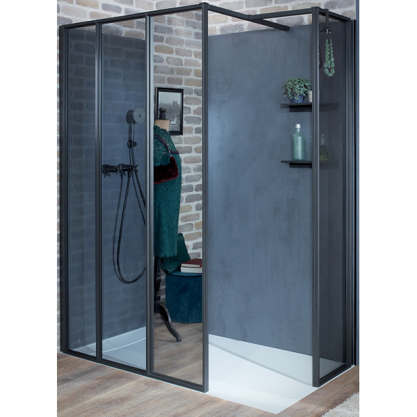 Душевое ограждение Jacob Delafon Nouvelle 47x200 стекло тонированное, профиль черный (E94WS40-VTG)