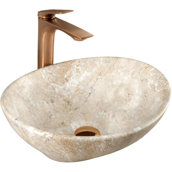 Раковина накладная REA Sofia savana matt 41x34,5x15 мрамор матовая (REA-U6361)