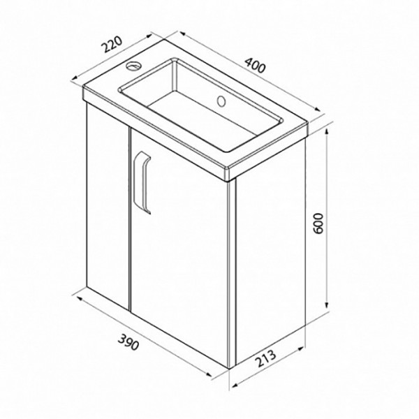 Тумба подвесная Iddis Torr 40 с раковиной, белая (TOR40W1i95K)